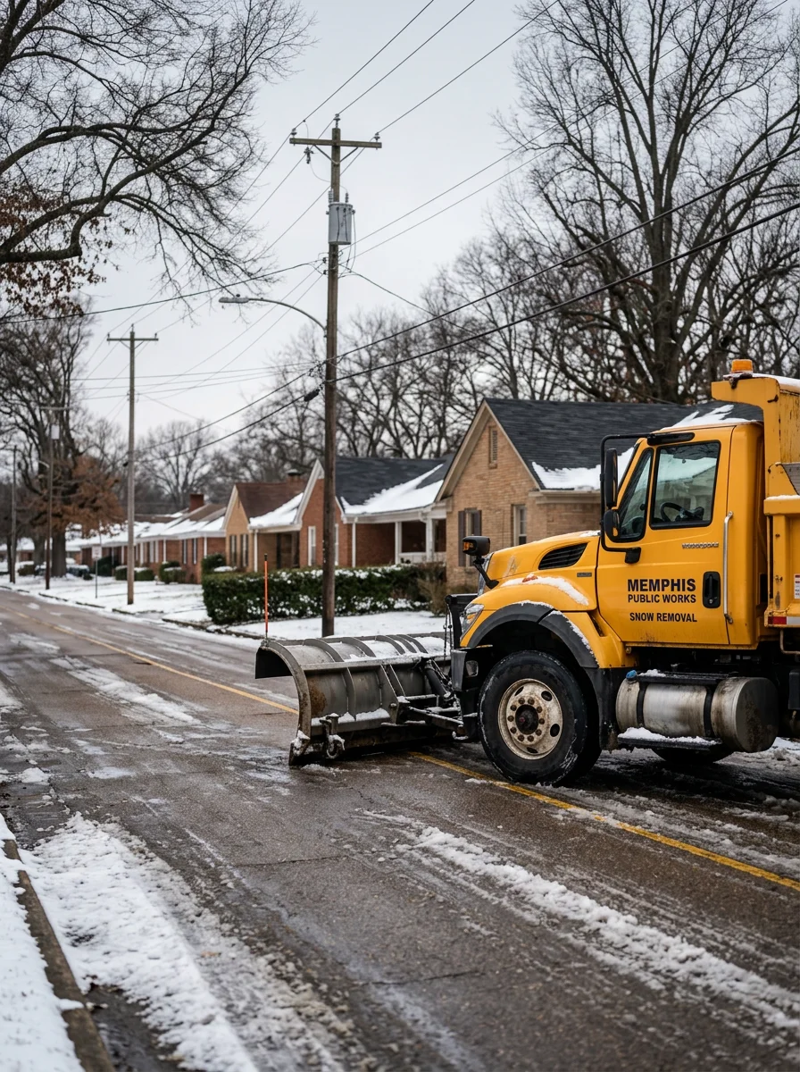 Hydroseeding equipment spraying green slurry across a bare, clay-heavy lot in a Memphis residential neighborhood, with a finished subdivision street visible in the background.